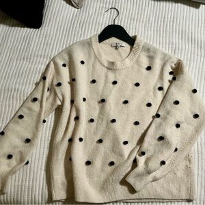 Madewell Cream and Black Polka Dot Sweater